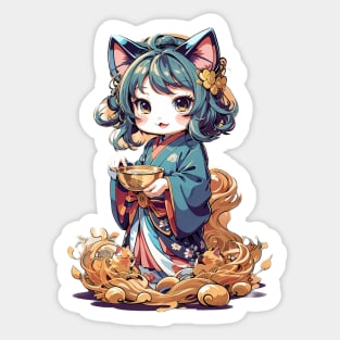 Cute anime cat girl Sticker